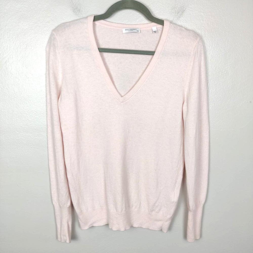 Equipment Sweater Size Medium Light Pink Wool & Cashmere Blend V-Neck